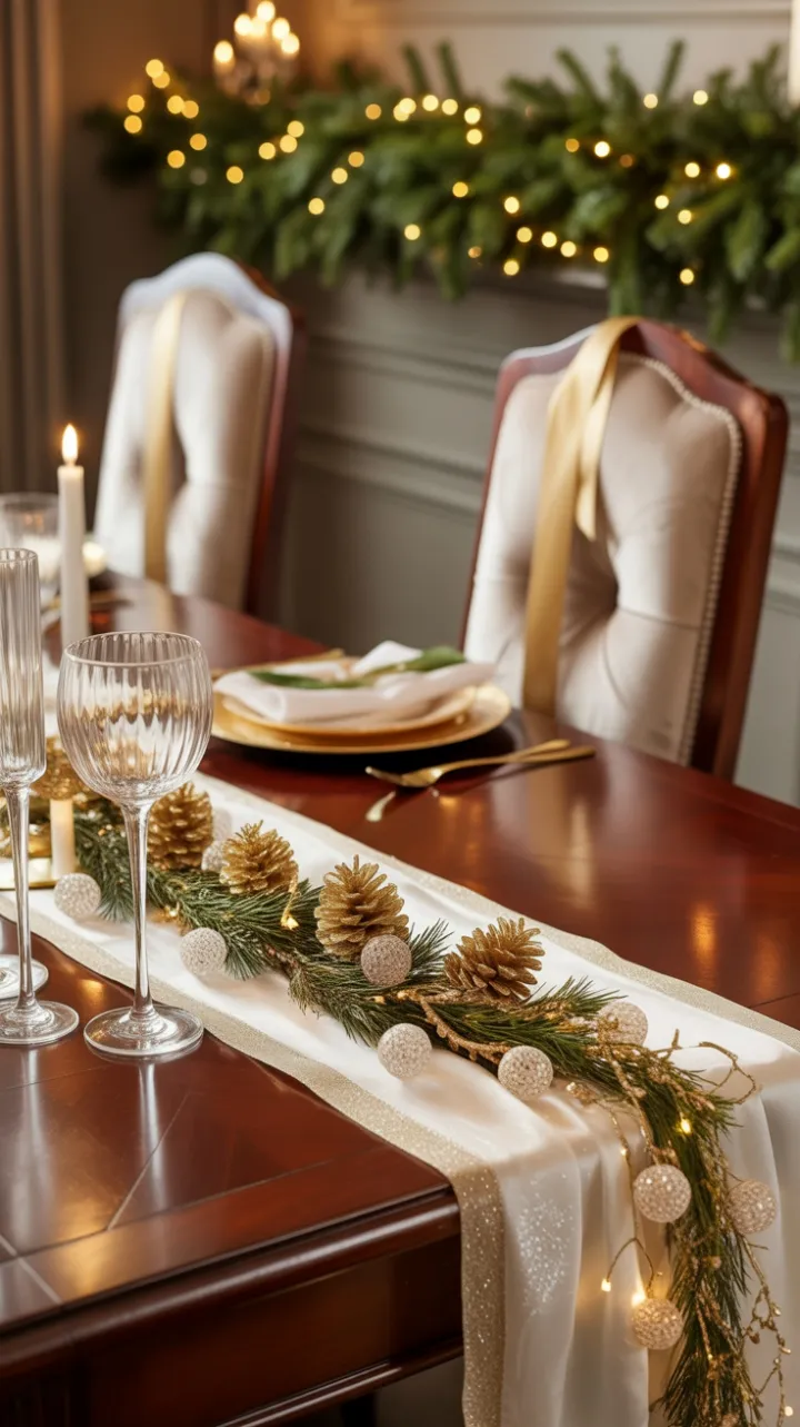 A Shimmering Christmas Table of Gold, Crystal and Candlelight