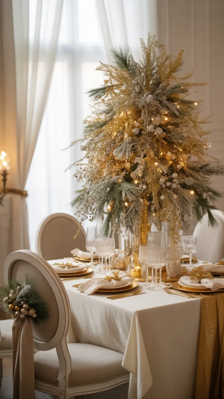 Gilded Yuletide Table of Gold and Crystal