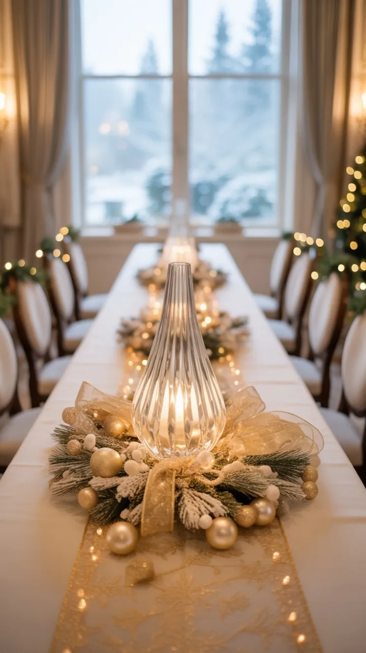 Snowlit Elegance of a White and Gold Christmas Table