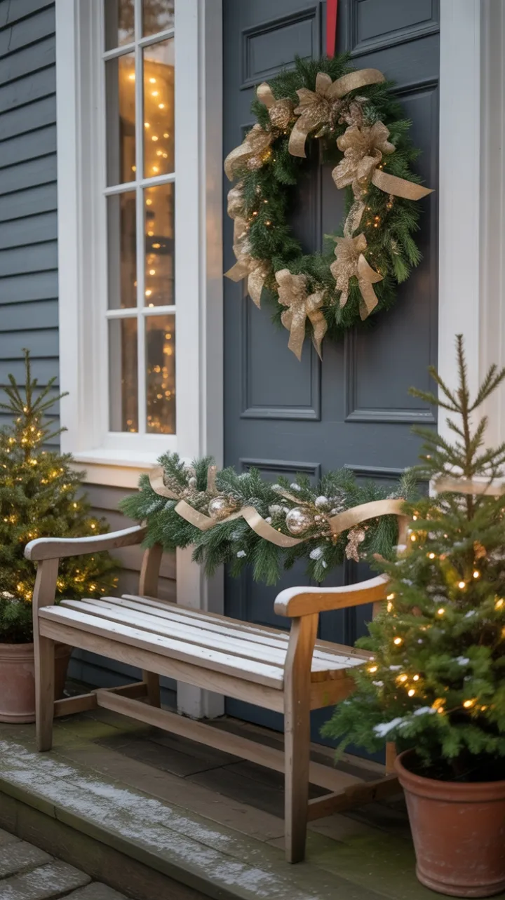 Snow-Kissed Porch Dressed in Gold and Warm Light