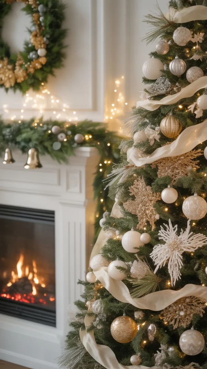 Ivory Ribbons and Golden Lights by the Hearth