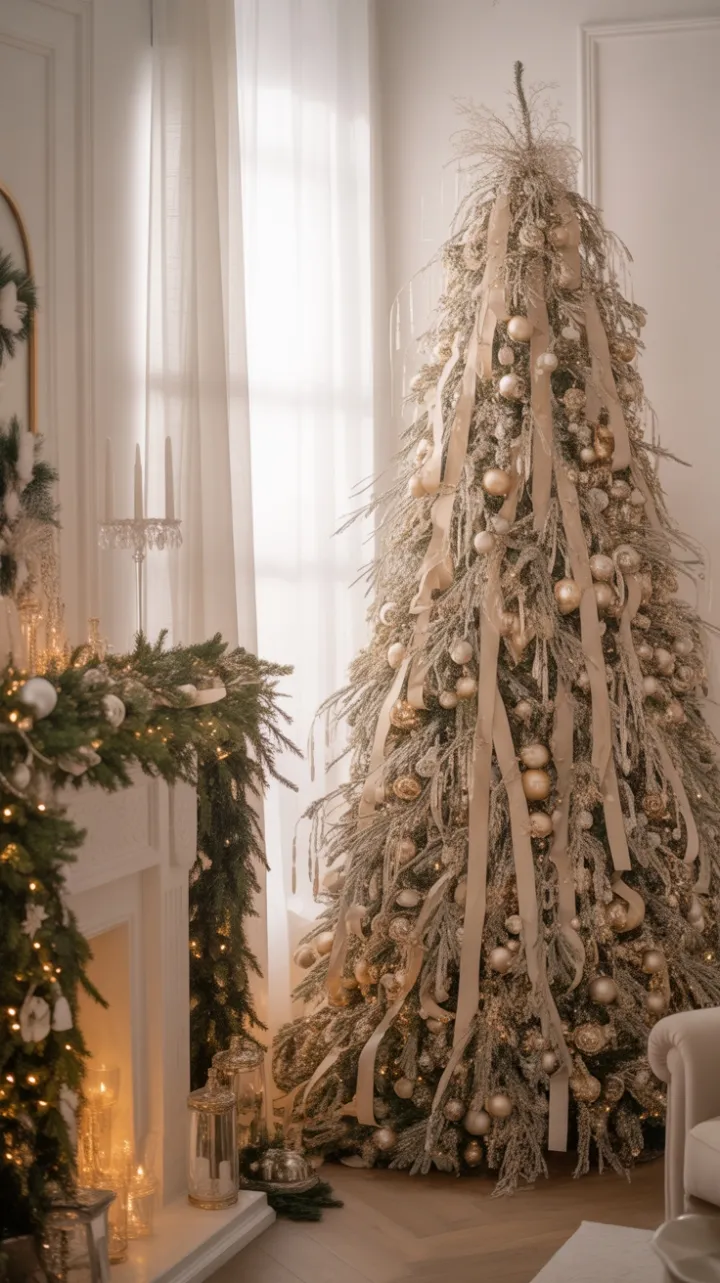 White and Gold Christmas Elegance by the Hearth