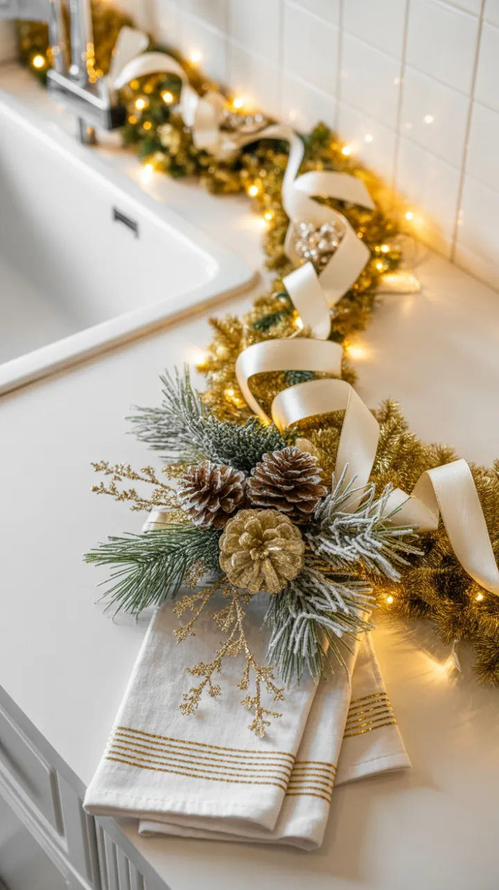 Gilded Christmas Countertop Radiating Warmth and Sparkle
