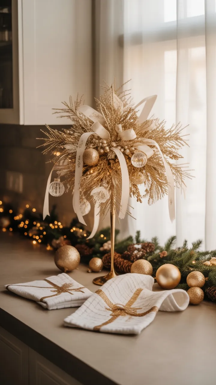 Shimmering Gold Christmas Countertop Elegance