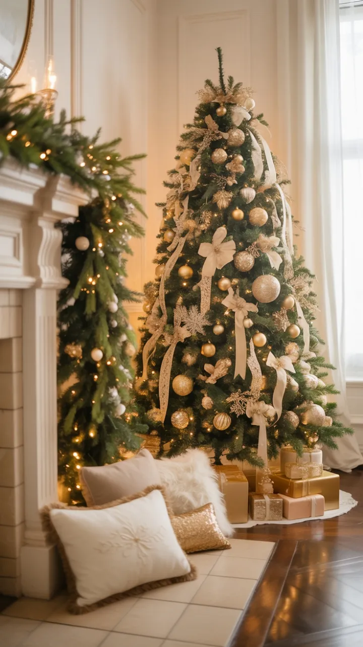 Gilded Christmas Elegance Bathing a Luxurious Living Room