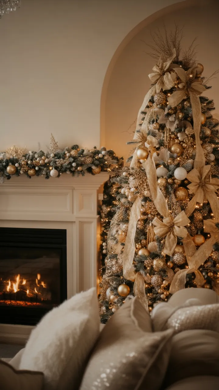 Gilded Christmas Glow by the Hearth
