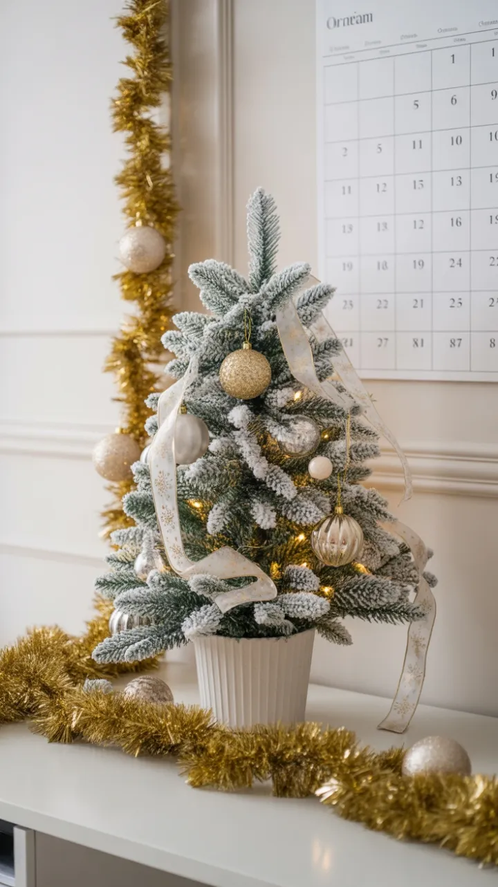 Frosted Evergreen and Gold at an Elegant Office Desk