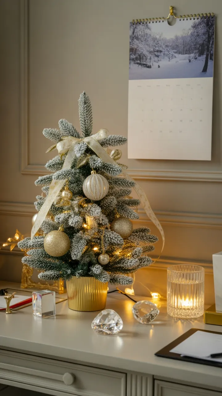 Festive Elegance on a Gilded Office Desk