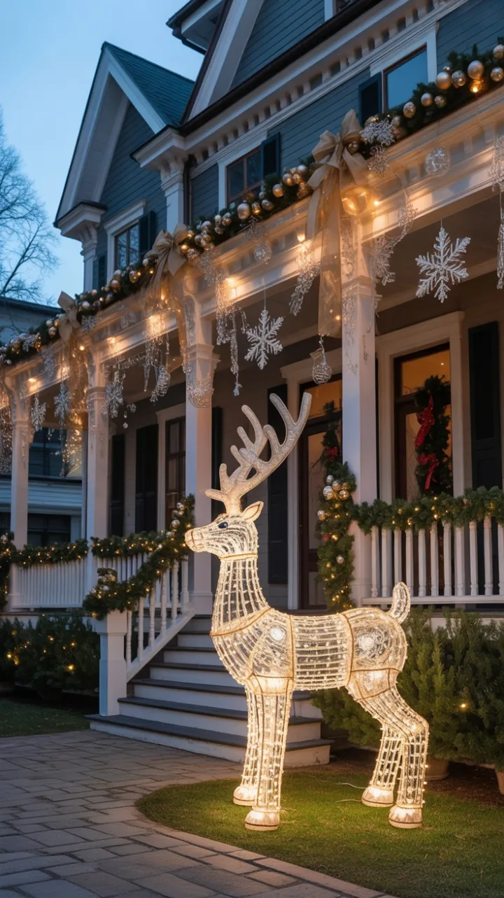 Victorian Holiday Splendor Dressed in Gold and Snowflake Light