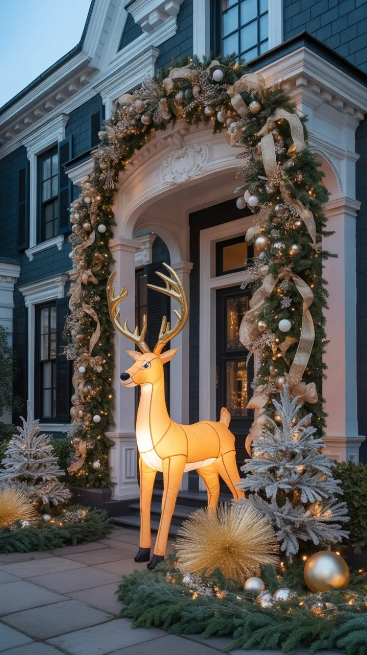 Gilded Victorian Christmas with a Golden Antlered Reindeer