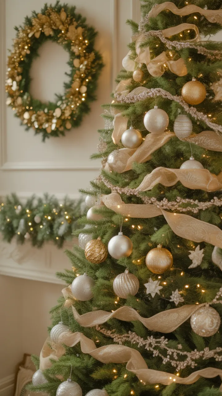 Opulent Christmas Elegance Bathed in Golden Glow