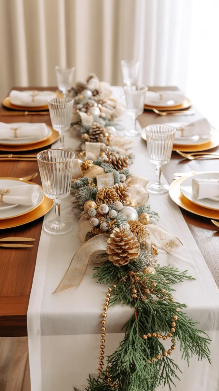 Gilded Holiday Table Bathed in Warm Light