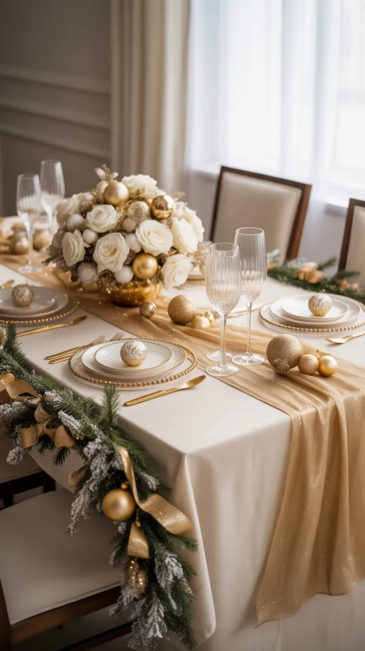 Gilded White Christmas Table