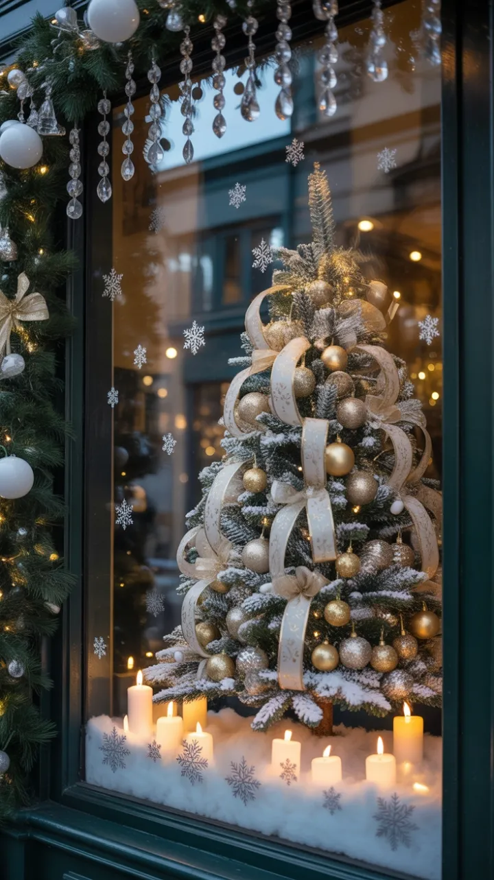 Gilded Candlelit Christmas Window