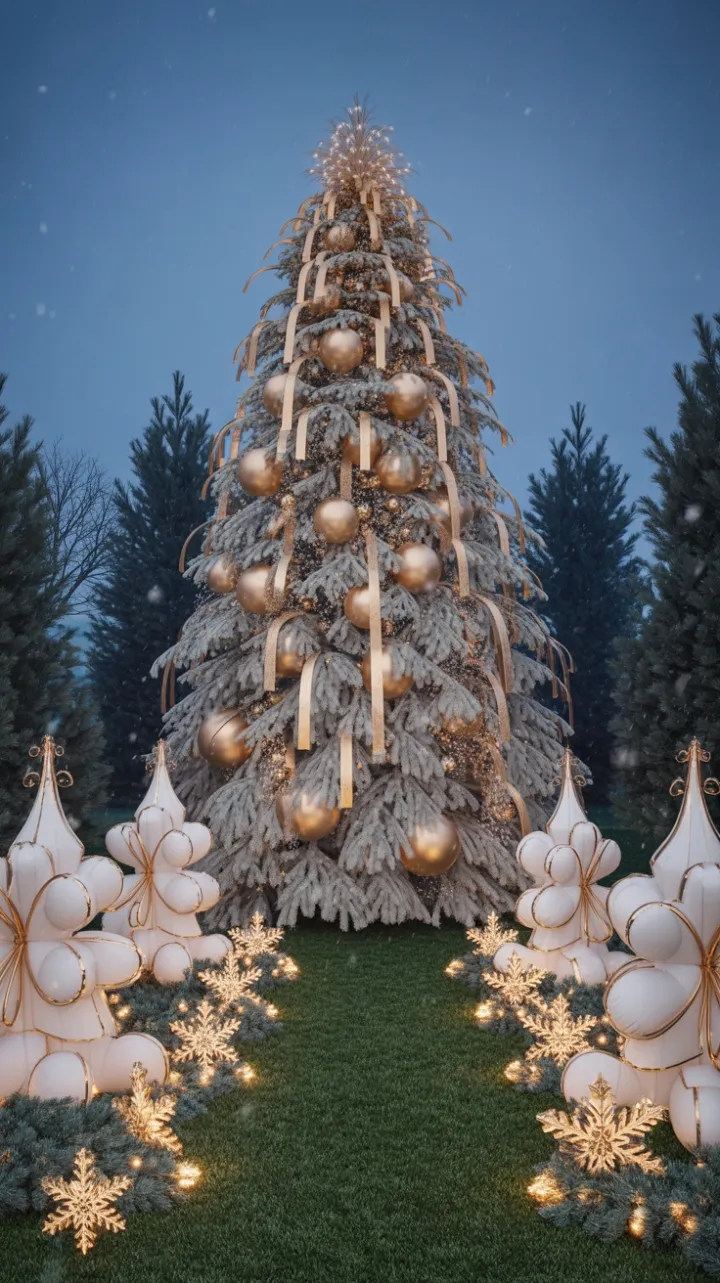 Crystal-Crowned White Spruce Radiant in a Golden Winter Glow