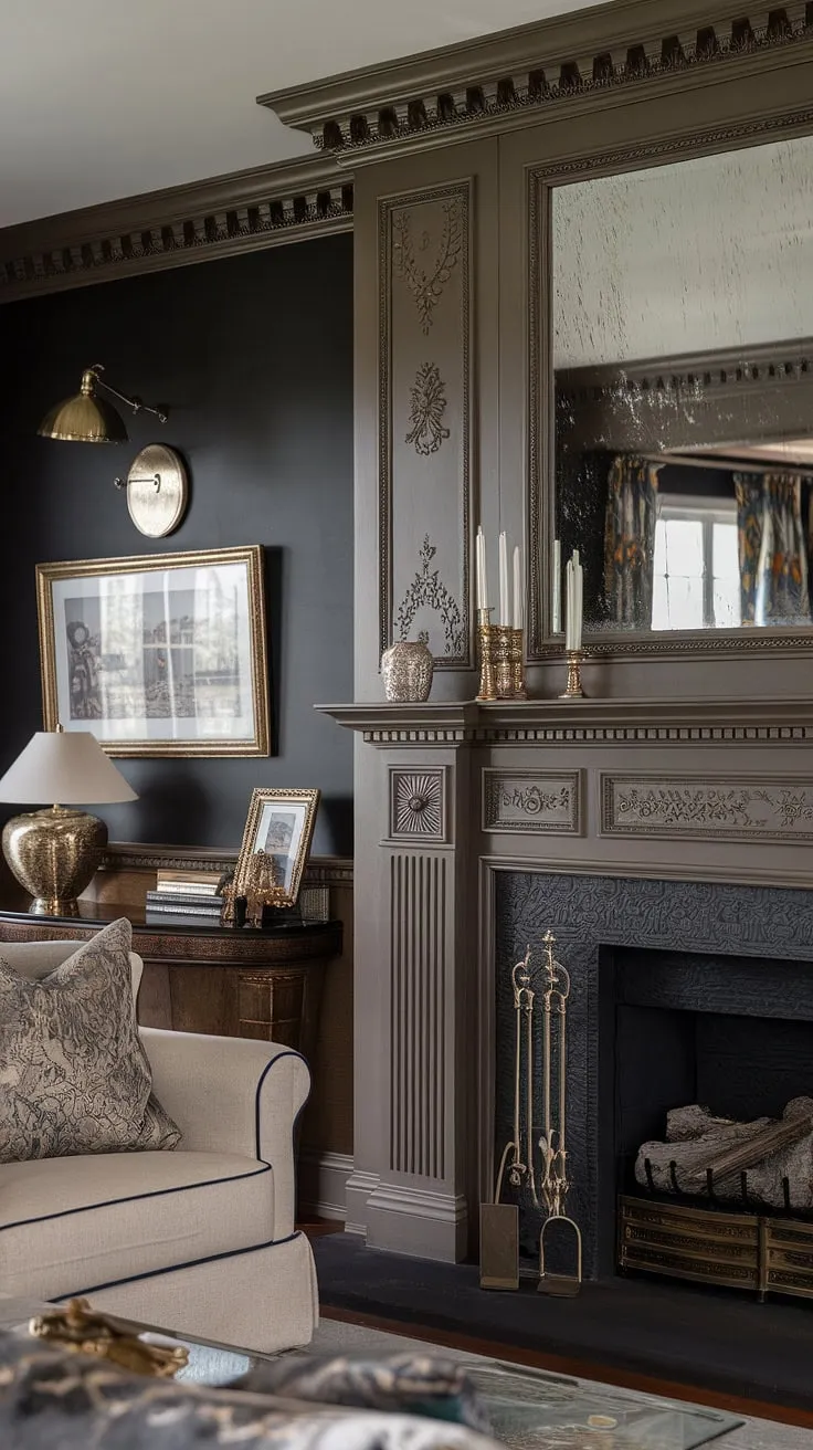 Cozy nights in are elevated with this modern fireplace, featuring shiplap paneling and a sleek flush wall design.  The built-in shelves flanking the fireplace with TV offer ample storage, while the fireplace seating area creates the perfect spot for relaxation.  The faux fireplace mantels add a touch of elegance to the fireplace wall, completing this stunning tv and fireplace build-out. The fireplace liner ensures a safe and efficient burn.