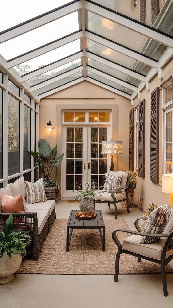 Cozy nights in are elevated with this modern electric fireplace, recessed discreetly under the stairs. The off-center placement adds a touch of unexpected design, perfectly complemented by the TV mounted above the fireplace.