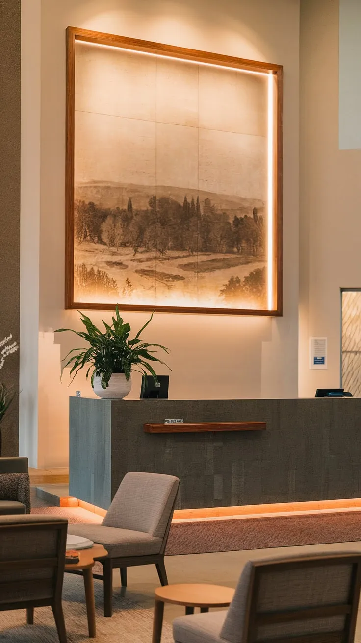 A warm welcome awaits at our entry comm center, a thoughtfully designed church connection center where faith and community connect. This church lobby design, complete with a church information wall, offers a peaceful space for visitors to connect before services or events.