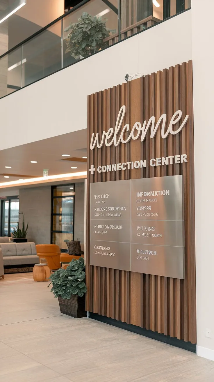 More than just a building, this multi-purpose structure houses a vibrant church connection center. Our thoughtfully designed Entry Comm Center, featuring a church welcome center and inviting church lobby design, provides a space for community and connection. The church information wall offers helpful details, reflecting our church foyer ideas.
