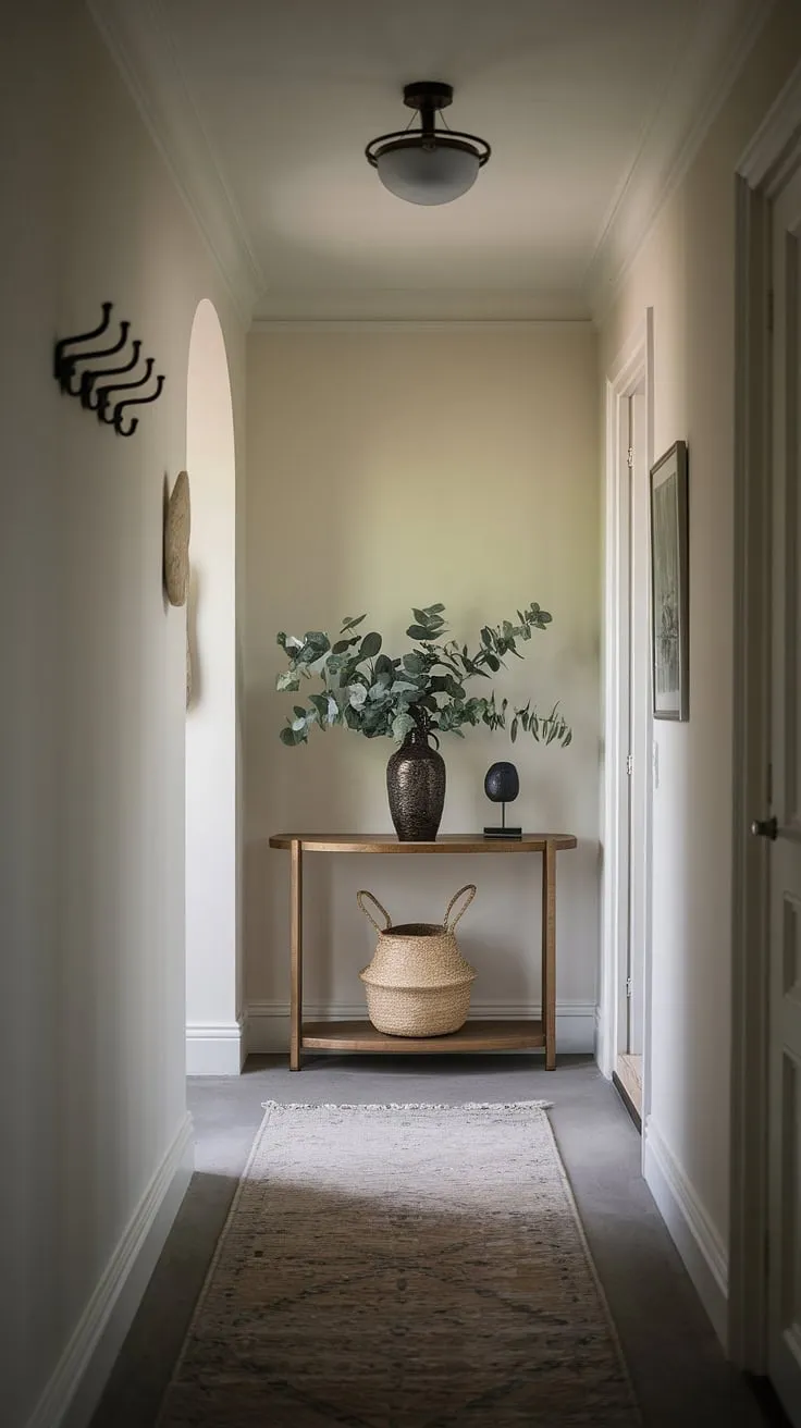 This modern entryway showcases the beauty of minimalist design. A cozy hallway is transformed into an elegant entry room with a simple yet stylish minimalist console table and subtle decor. Explore these minimalist entryway ideas for your own calming and functional space.