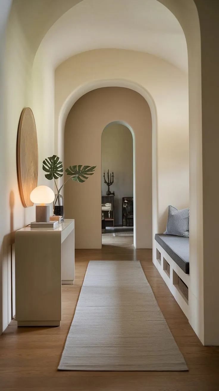 Step into serenity. This minimalist entryway, with its cozy hallway and elegant design, sets the perfect tone for your home. Entry room goals achieved.