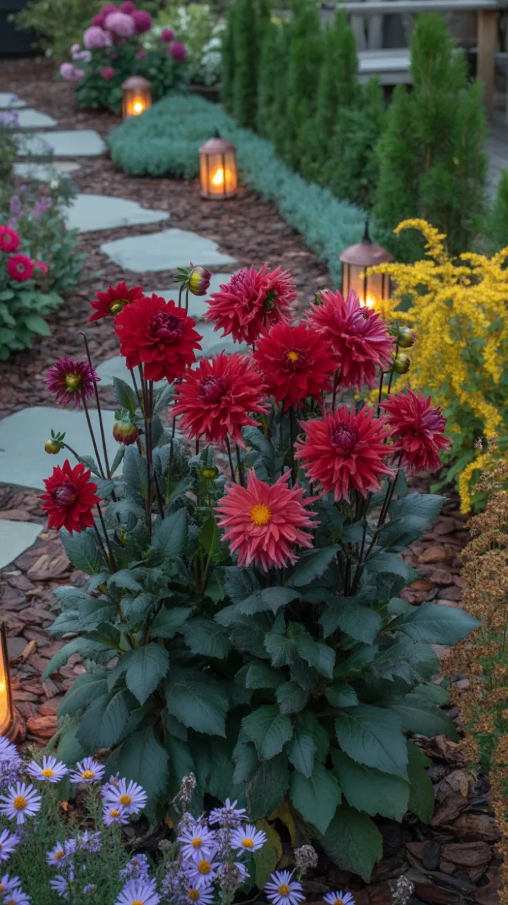 Lantern-Lit Garden of Velvet Dahlias