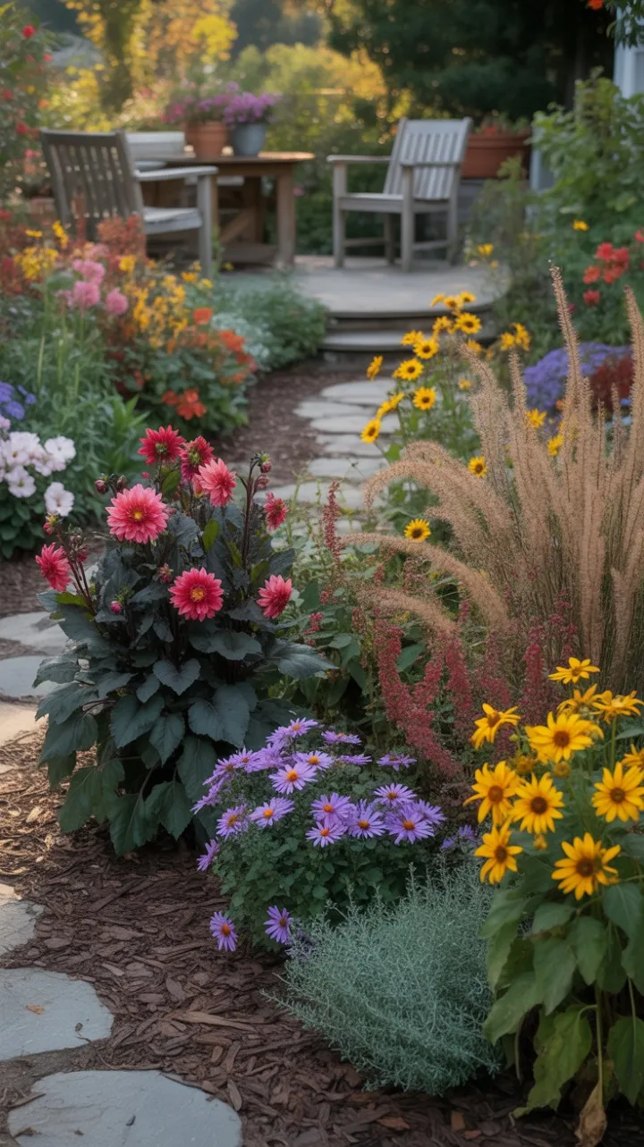 Sunlit Autumn Garden Pathway