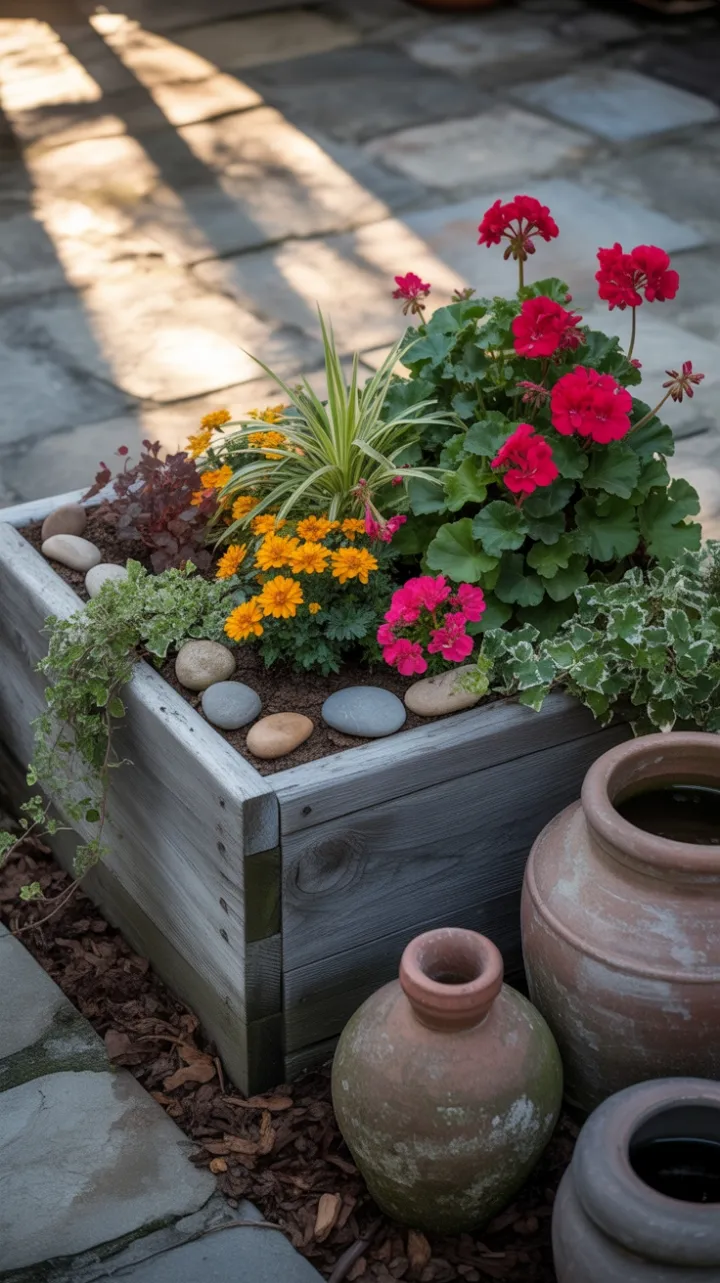 Autumn Overflow in a Weathered Wood Planter