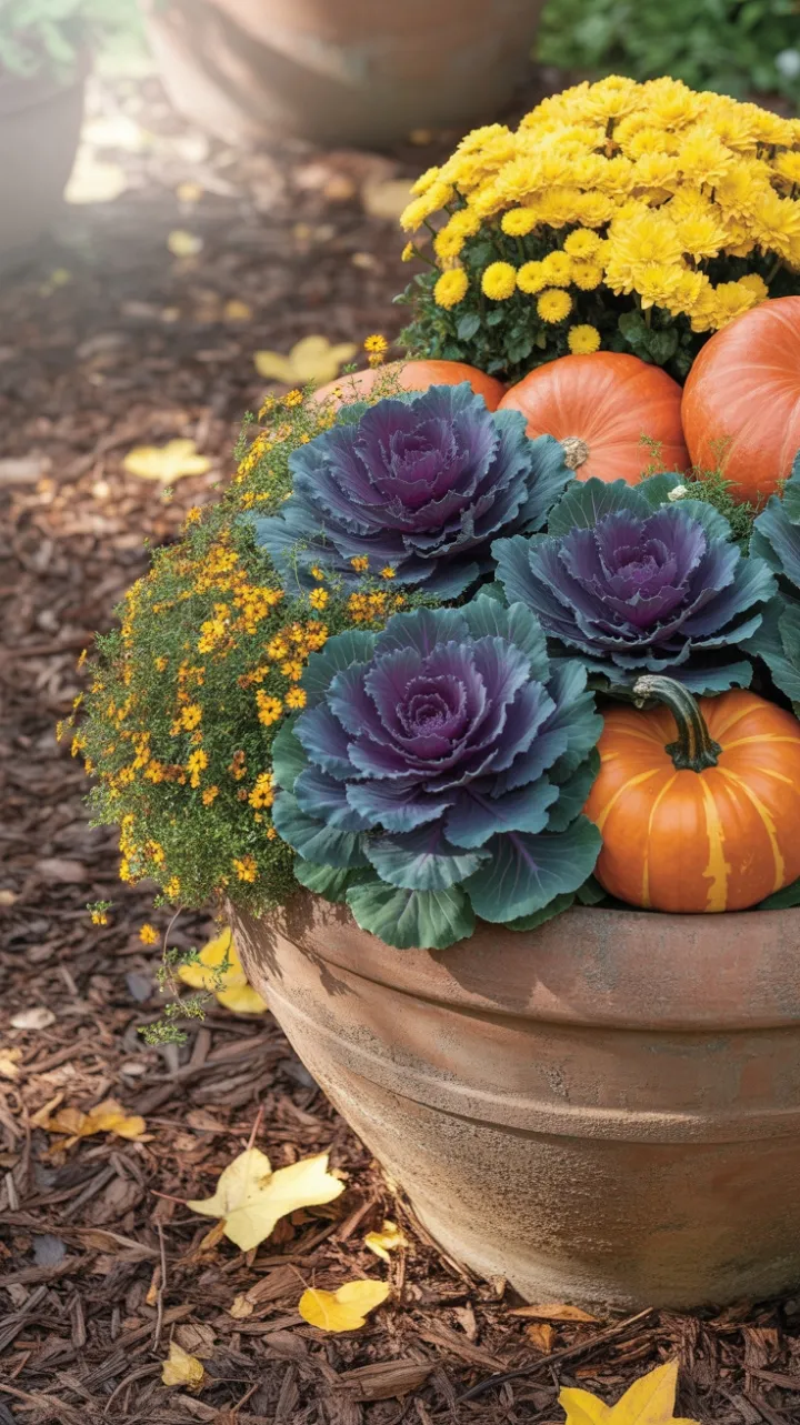 Rustic Terracotta Overflowing with Fall Color