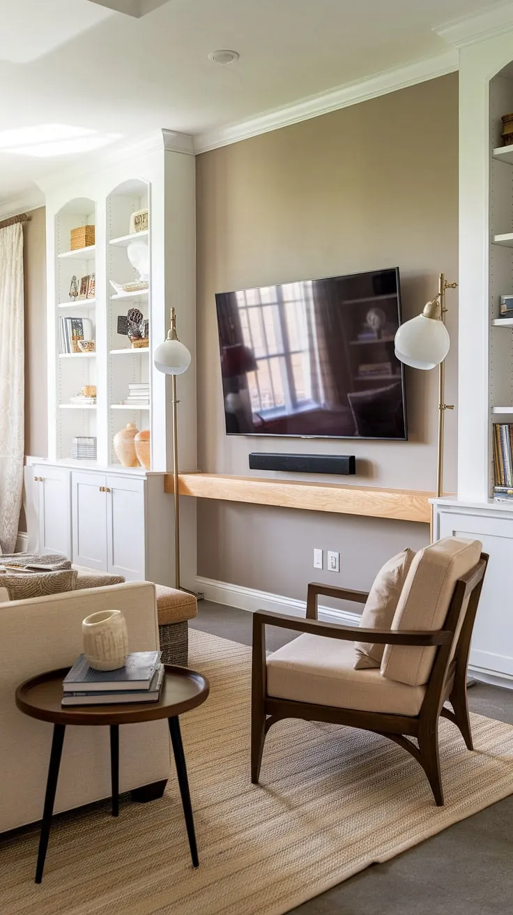 Cozy basement family room decor featuring a stunning living room tv wall design. The perfect blend of comfort and style for family movie nights.