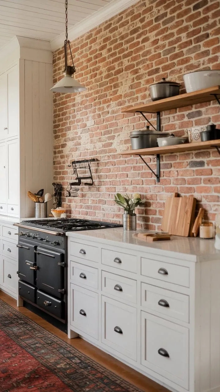 This kitchen beautifully blends contrasting textures, crafting an inviting space where delicious memories are created.