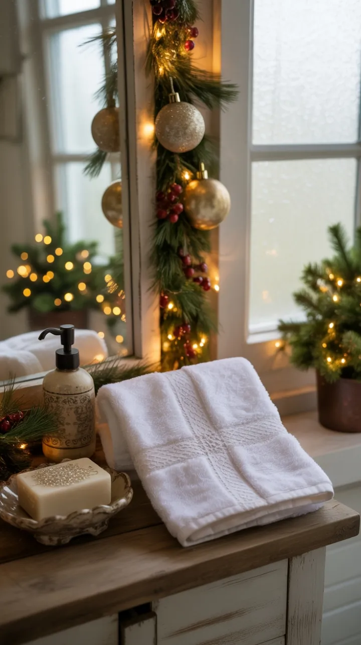 Cozy Farmhouse Christmas Bathroom Glow