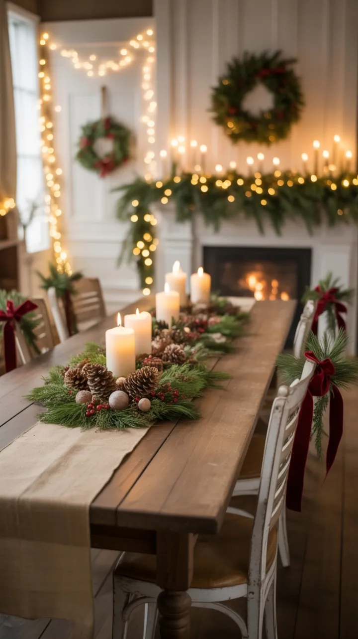 Cozy Farmhouse Christmas Table by the Hearth