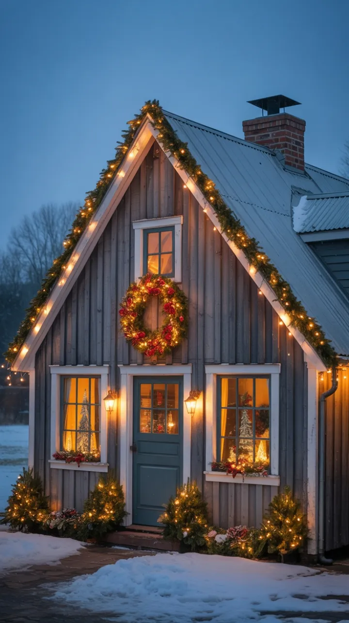 Snow-Kissed Farmhouse Aglow with Christmas Magic