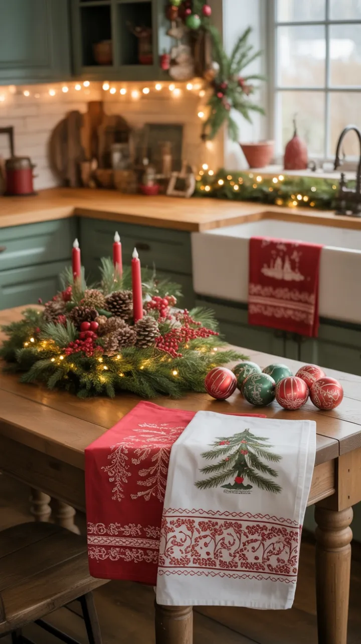 Rustic Christmas Glow in a Cozy Farmhouse Kitchen