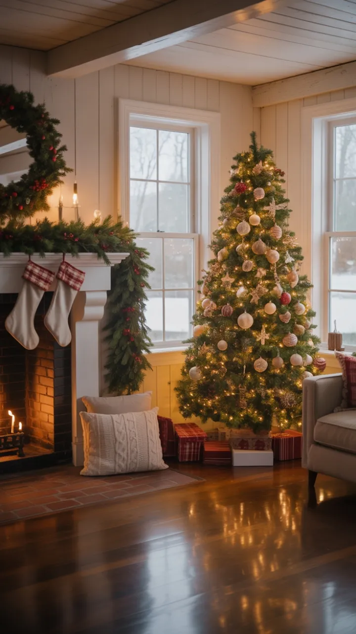 Cozy Snowy Farmhouse Christmas by the Hearth