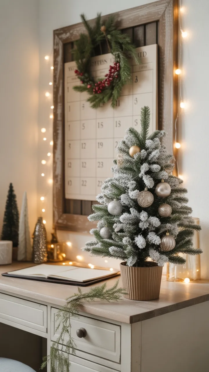 Cozy Farmhouse Office Decked in Vintage Christmas Charm