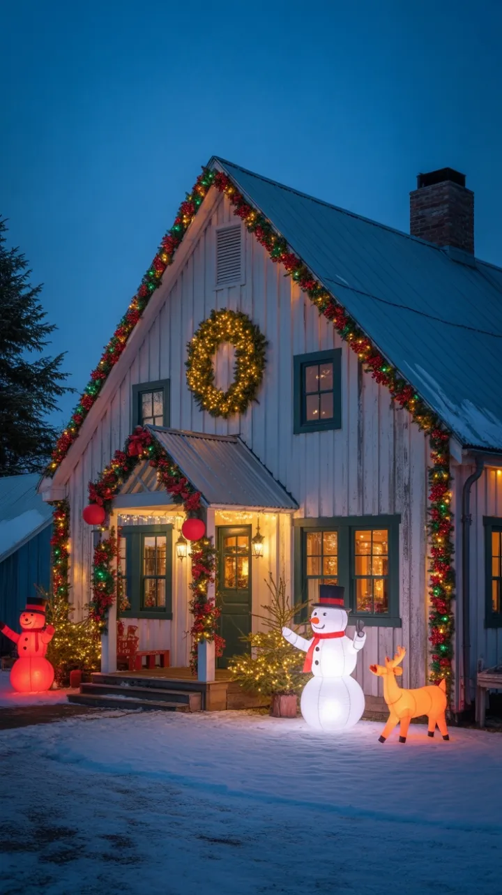 Starlit Farmhouse Wrapped in Holiday Warmth