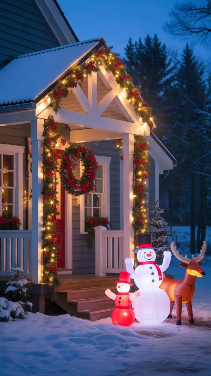 Twilight on the Festive Snowbound Farmhouse