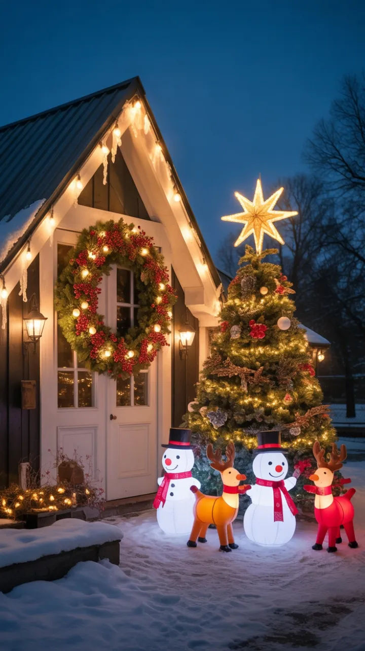 Snow-Kissed Farmhouse Radiating Holiday Magic