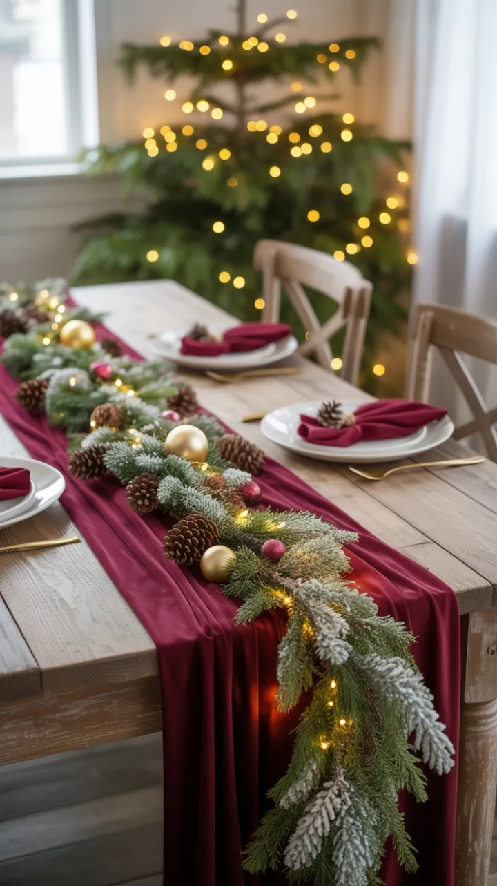 Cozy Burgundy Farmhouse Christmas Table