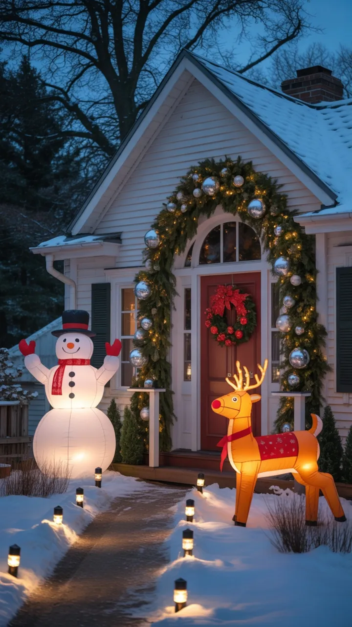 Snow-Kissed Farmhouse Wrapped in Twinkling Holiday Magic
