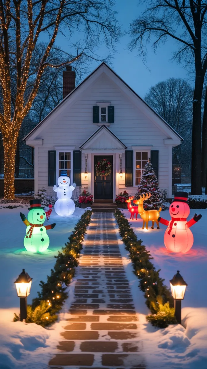 Twinkling Welcome at the Snow-Covered Farmhouse