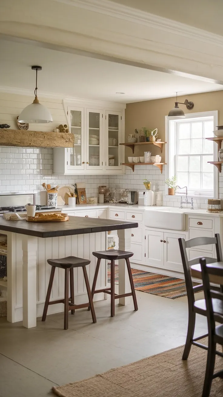 Where modern meets farmhouse charm. This kitchen seamlessly blends sleek white cabinetry with warm wood accents, creating a space that's both stylish and inviting. The large island, perfect for casual dining, anchors the room, while the farmhouse sink adds a touch of rustic elegance. A perfect blend of old and new, this kitchen is a dream come true.
