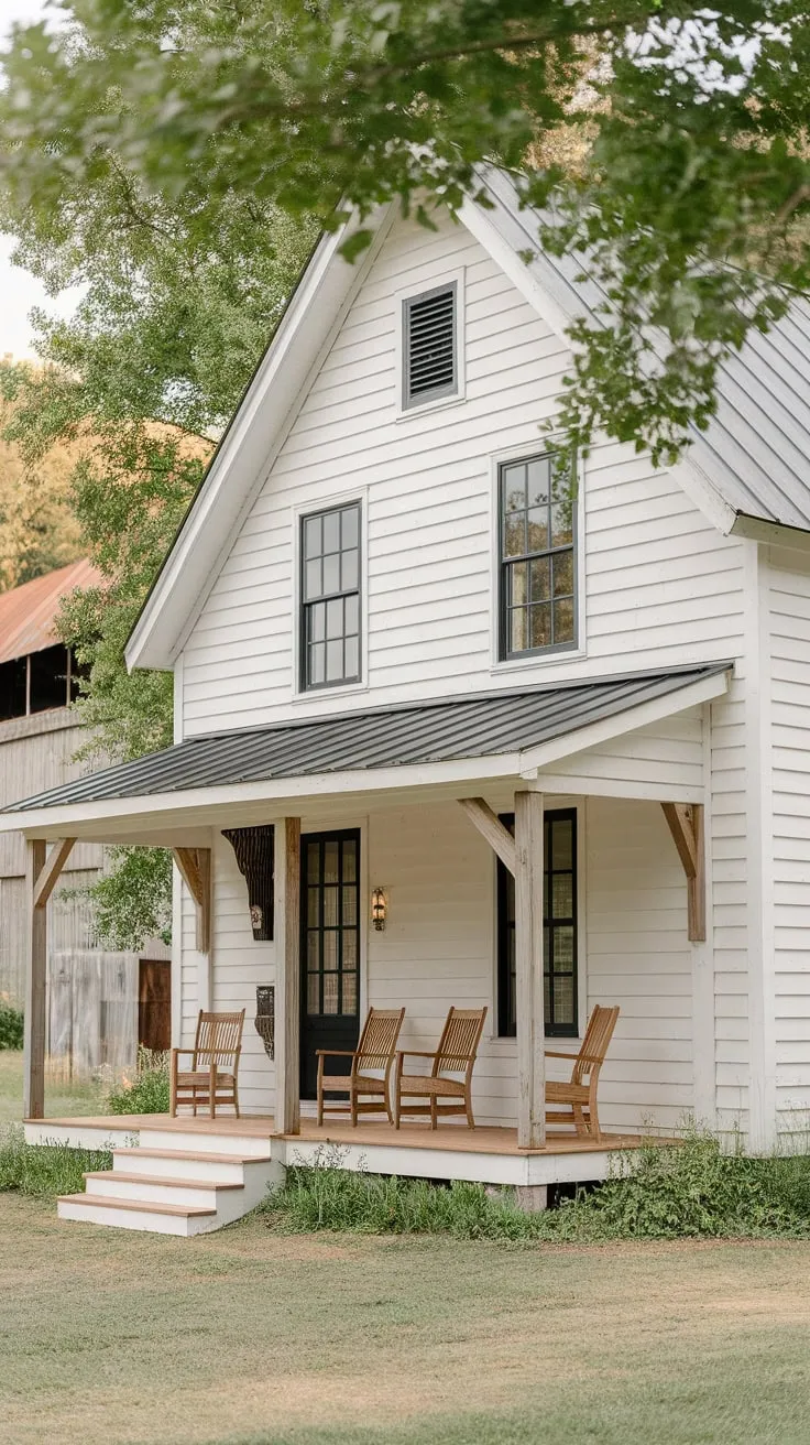 Cozy White Farmhouse Embraced by Nature