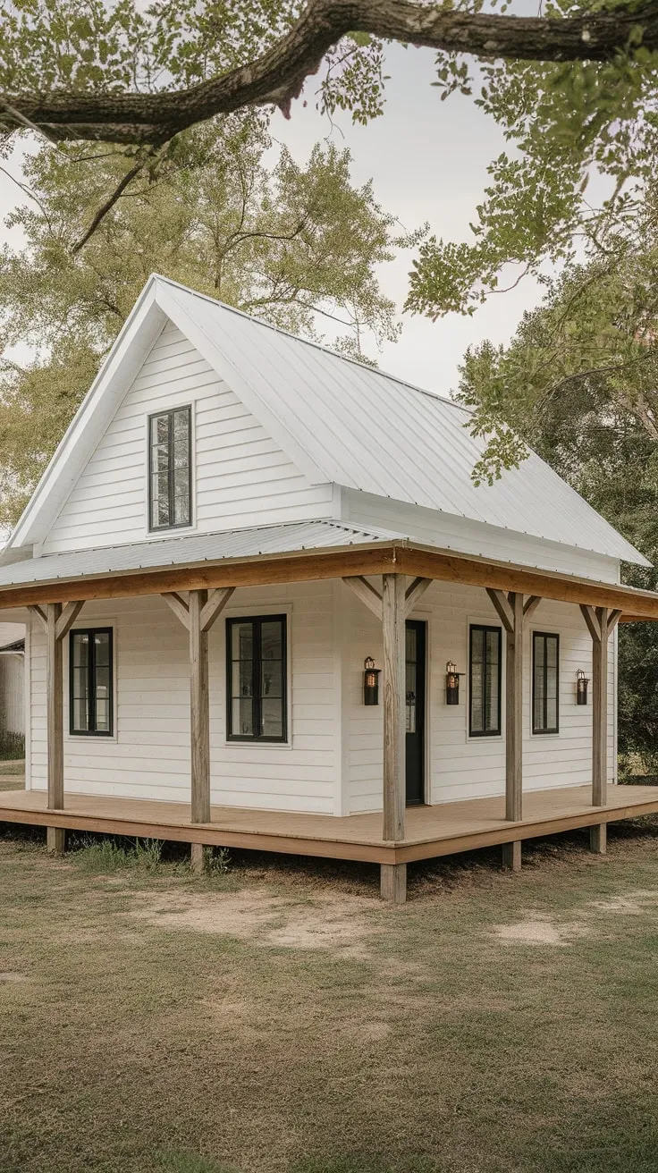 Charming Rustic Farmhouse with L-Shaped Porch