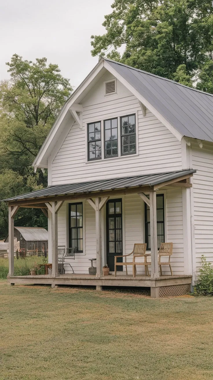 Cozy Farmhouse Porch Surrounded by Nature