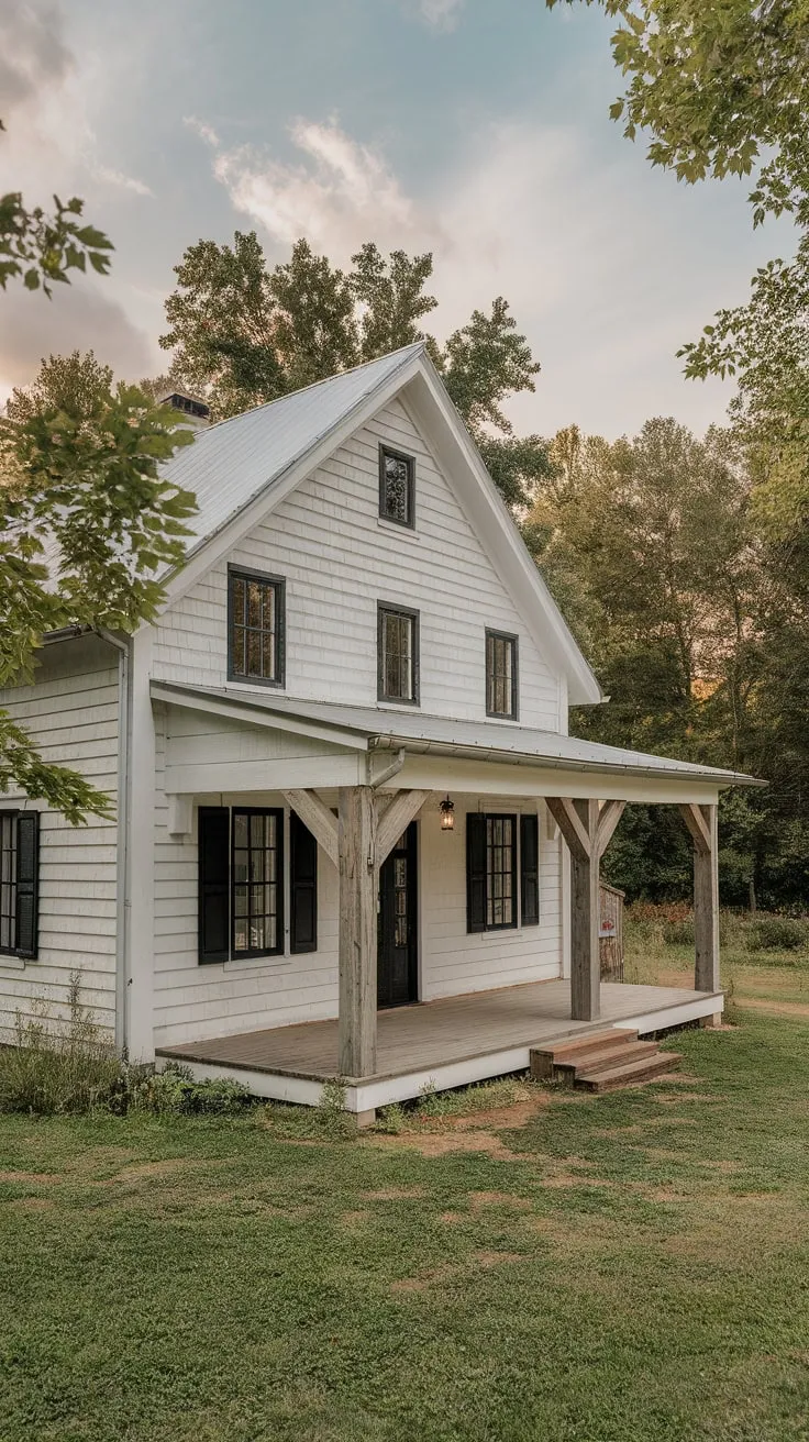 Charming Rustic Farmhouse with L-Shaped Porch