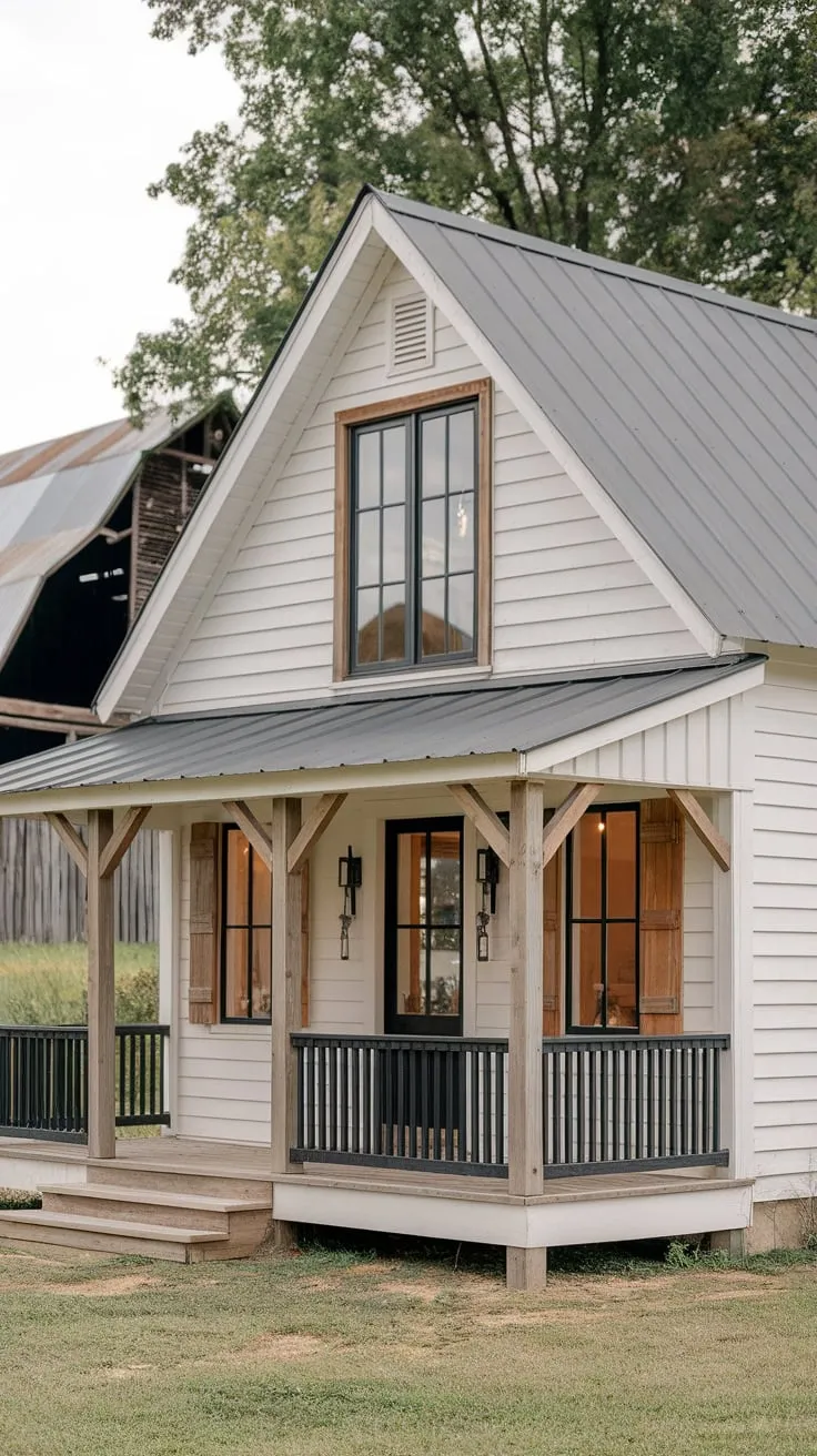 Cozy White Farmhouse Nestled in Nature's Embrace