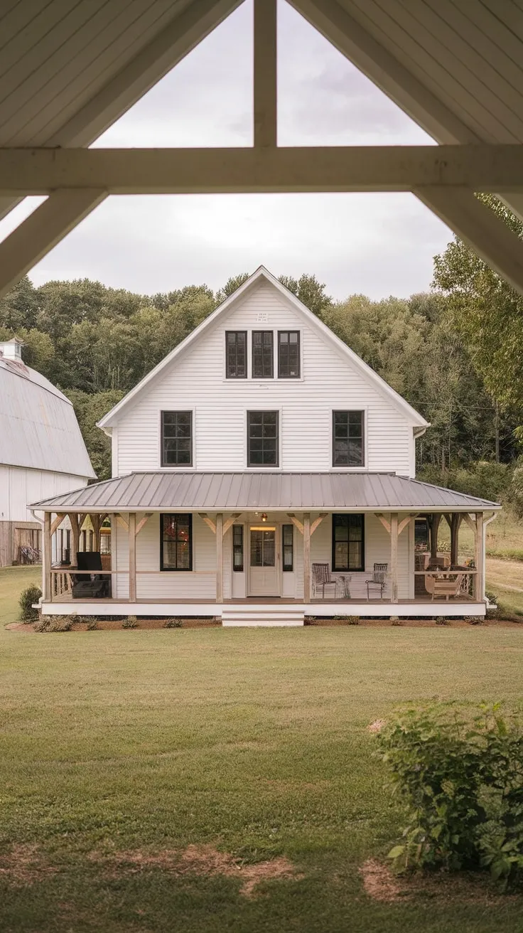 Charming Rustic Farmhouse with L-Shaped Porch